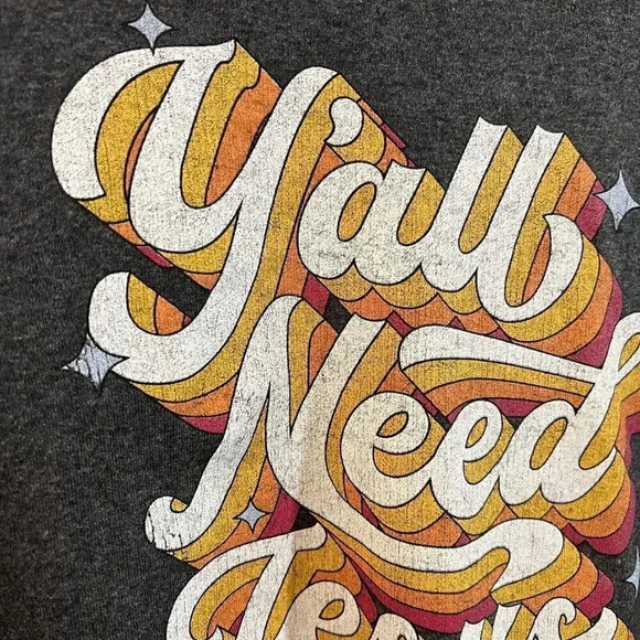 DOM Womens T Shirt Plus Size 2XL Yall Need Jesus Graphic Text Saying Pullover - Picture 6 of 6